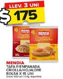 Oferta de Mendia Tapa para empanada criolla, hojaldre bolsa 15un por $175 en Carrefour Maxi