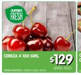 Oferta de Cereza x 100 Grs  por $129 en Jumbo