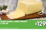 Oferta de Queso Barra Jumbo Tripack x 100 Gr  por $129 en Jumbo