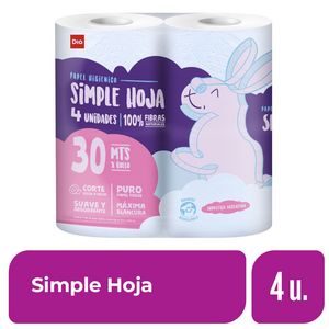 Oferta de Papel Higiénico DIA Simple Hoja 4 Rollos 30 Mts. por $299 en Supermercados DIA