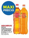 Oferta de Agua con sabor Aquarius s/gas vs sabores 1,5L en Carrefour Maxi
