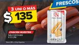 Oferta de Salchichas Chacra Nuestra x 6uni por $135 en Carrefour Maxi