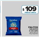 Oferta de Palitos salados Carrefour x 120g por $109 en Carrefour Maxi