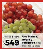 Oferta de Uva blanca, negra y red globe kg por $549 en Disco