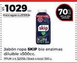 Oferta de Jabón ropa Skip bio enzimas diluible x 500cc por $1029 en Disco