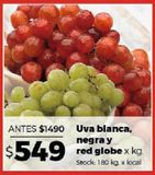 Oferta de Uva blanca, negra y red globe x kg por $549 en Disco