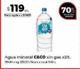 Oferta de Agua mineral C&CO sin gas 2 lt por $119 en Disco