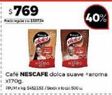 Oferta de Café Nescafé dolca suave +aroma 170g por $769 en Disco