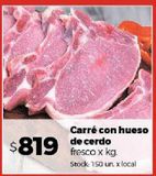 Oferta de Carré con hueso de cerdo fresco x kg por $819 en Disco