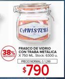 Oferta de Frasco de Vidrio con traba Metalica  por $790 en Carrefour Maxi