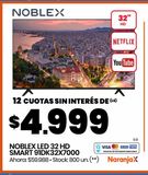 Oferta de NOBLEX LED 32 HD SMART 91DK32X7000  por $4999 en Changomas