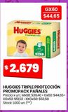 Oferta de HUGGIES TRIPLE PROTECCIÓN PROMOPACK PAÑALES por $2679 en Changomas
