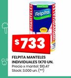 Oferta de FELPITA MANTELES INDIVIDUALES 1X70 UN. por $733 en HiperChangomas