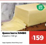 Oferta de Queso barra Jumbo tripack x 100g por $159 en Disco