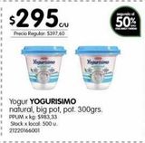 Oferta de Yogur Yogurísimo natural 300g por $295 en Jumbo