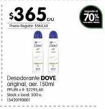 Oferta de Desodorante Dove original 150ml por $365 en Jumbo