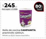 Oferta de Rollo de cocina Campanita x 200un por $245 en Disco