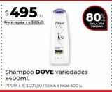 Oferta de Shampoo Dove 400ml por $495 en Disco