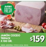 Oferta de Jamón Cocido Tripack  por $159 en Jumbo