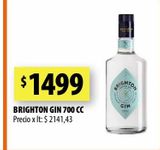 Oferta de Gin Brighton 700cc por $1499 en Punto Mayorista