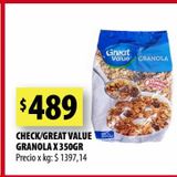 Oferta de Granola Great Value x 350g por $489 en Punto Mayorista