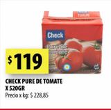 Oferta de Puré de tomate Check x 520g por $119 en Punto Mayorista
