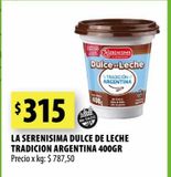 Oferta de Dulce de leche La Serenísima 400g por $315 en Punto Mayorista