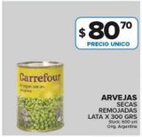 Oferta de Arvejas secas remojadas Carrefour lata 300g por $80,7 en Carrefour Maxi