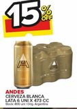 Oferta de Cerveza Andes blanca lata 6 uni x 473cc en Carrefour Maxi
