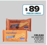 Oferta de Obleas vs sabores x 100g por $89 en Carrefour Maxi