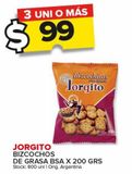 Oferta de Bizcochitos de grasa Jorgito x 200g por $99 en Carrefour Maxi
