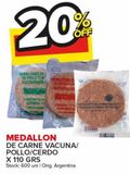 Oferta de Medallón de carne vacuna/ pollo/ cerdo x 110g en Carrefour Maxi