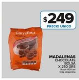 Oferta de Madalenas chocolate Carrefour bolsa 250g por $249 en Carrefour Maxi