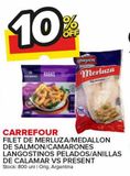 Oferta de Filet de merluza Carrefour x 1kg/ camarones pelados cong/ langostinos x 250g en Carrefour Maxi