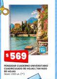 Oferta de Pen&Gear cuaderno universitario cuadriculado 80 hojas por $569 en Changomas