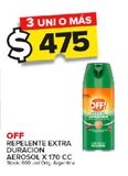 Oferta de Repelente Off extra duración aerosol x 170cc por $475 en Carrefour Maxi