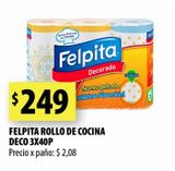 Oferta de Rollo de cocina Felpita 3x40p por $249 en Punto Mayorista