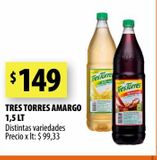 Oferta de Amargo Tres Torres1,5L por $149 en Punto Mayorista