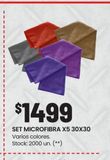 Oferta de SET MICROFIBRA X5 30X30 por $1499 en Changomas