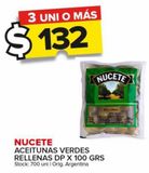 Oferta de Aceitunas verdes Nucete rellenas x 100g por $132 en Carrefour Maxi