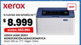 Oferta de XEROX LASER 3020V MONOFUNCIÓN MONOCROMÁTICA  por $53994 en Changomas