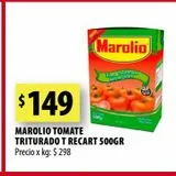 Oferta de Marolio Tomate Triturado T Recart 500gr por $149 en Punto Mayorista