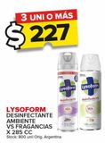 Oferta de Desinfectante Lysoform ambiente vs fragancias 285cc por $227 en Carrefour Maxi