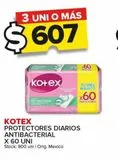 Oferta de Protectores diarios Kotex x 60un por $607 en Carrefour Maxi