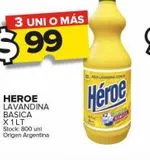 Oferta de Lavandina Héroe x 1L por $99 en Carrefour Maxi