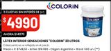 Oferta de LÁTEX INTERIOR SENSACIONES "COLORIN" 20 LITROS por $14970 en Changomas