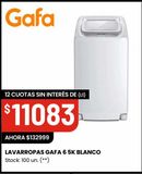 Oferta de LAVARROPAS GAFA 6 5K BLANCO por $132999 en Changomas