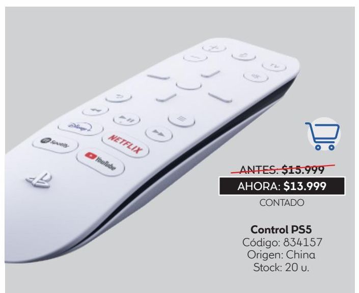 Oferta de Control Remoto Sony PS5 Media Remote por $13999
