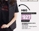 Oferta de Remera manga corta estampada H&G por $927 en HiperChangomas
