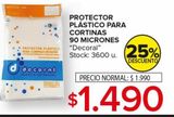 Oferta de Protector plástico para cortinas 90 micrones Decoral por $1490 en Carrefour Maxi